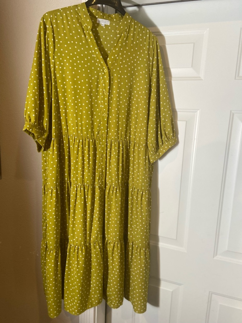 Sweet Salt~Polka Dot Print~Button-Down~Tiered Skirt~Midi~Tunic Dress~Size XXL